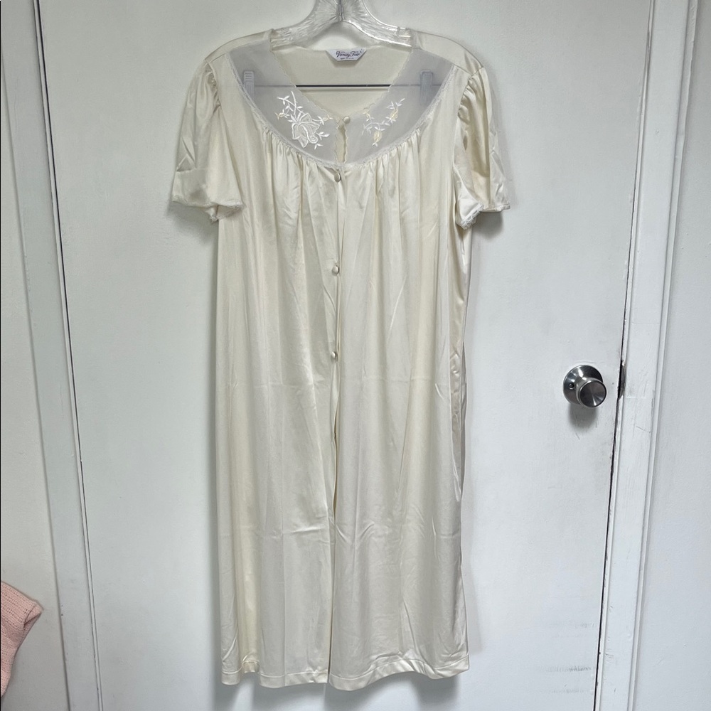 Elegant Cream/Butter Yellow Button Down Nightgown